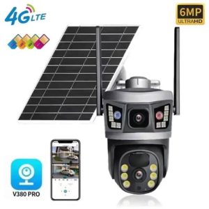 Dual Lens Two Screen Solar Powered 4g Camera 6mp Auto Tracking