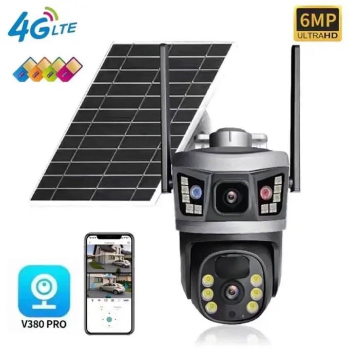 Dual Lens Two Screen Solar Powered 4g Camera 6mp Auto Tracking